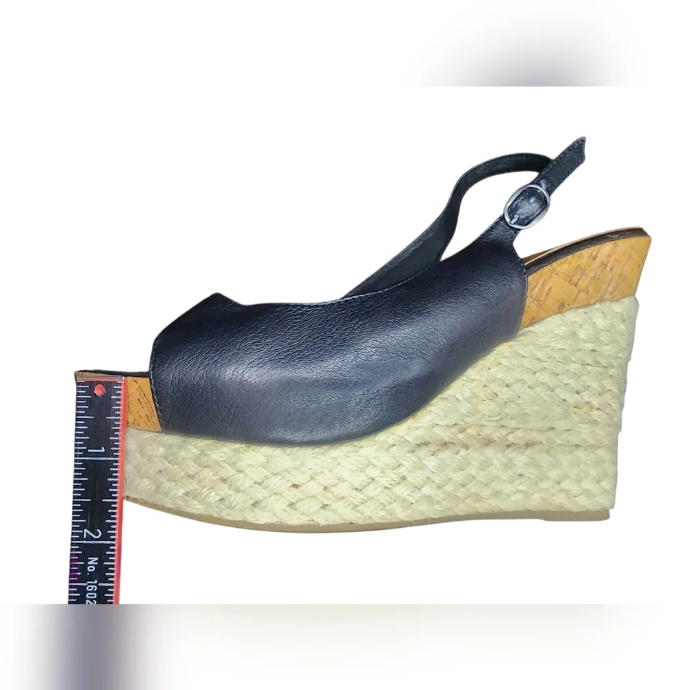 Dolce Vita Leather Slingback Espadrille Platform Wedges, Womens 8.5 - Picture 8 of 9